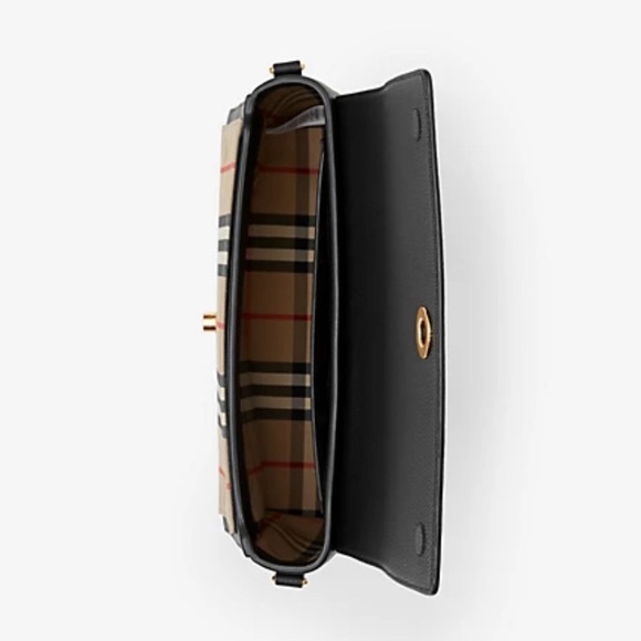 New!! Burberry Note Medium Leather Vintage Check Crossbody Bag - Picture 4 of 13